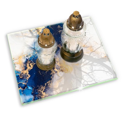 Grave candle coaster decorative Abstraction with blue