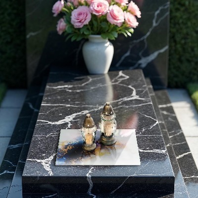 Grave candle coaster decorative Abstraction with blue