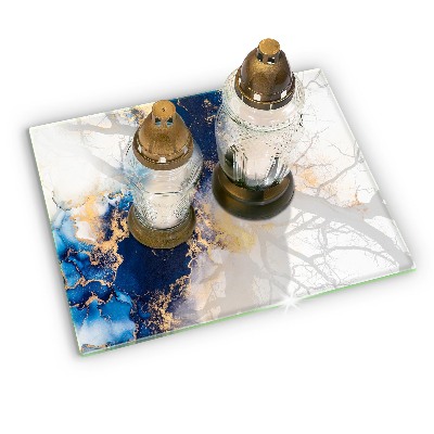 Grave candle coaster decorative Abstraction with blue