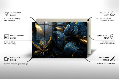 Glass candle plate decorative Decorative leaves with gold