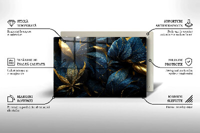 Glass candle plate decorative Decorative leaves with gold