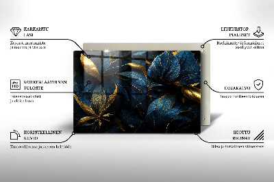 Glass candle plate decorative Decorative leaves with gold