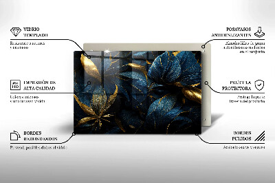 Glass candle plate decorative Decorative leaves with gold