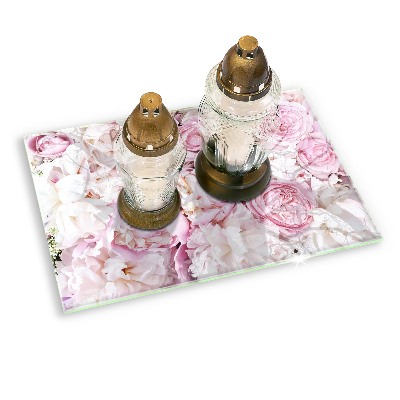 Glass candle plate decorative Bouquet of peonies