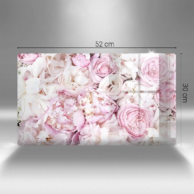 Glass candle plate decorative Bouquet of peonies