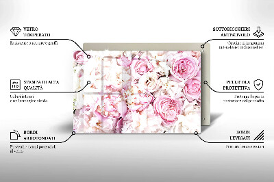 Glass candle plate decorative Bouquet of peonies