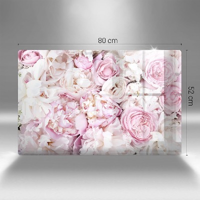 Glass candle plate decorative Bouquet of peonies