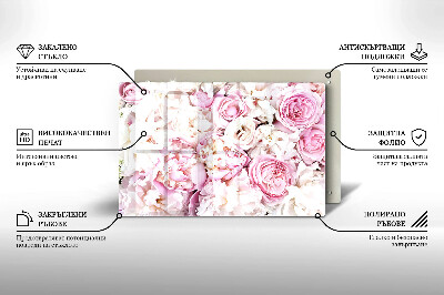 Glass candle plate decorative Bouquet of peonies