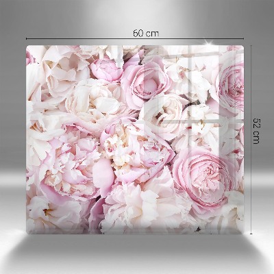 Glass candle plate decorative Bouquet of peonies
