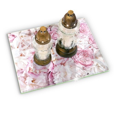 Glass candle plate decorative Bouquet of peonies