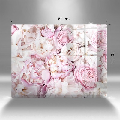 Glass candle plate decorative Bouquet of peonies