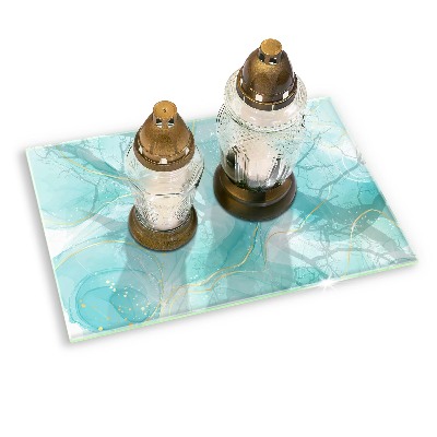 Grave candle coaster decorative Blue and gold abstraction