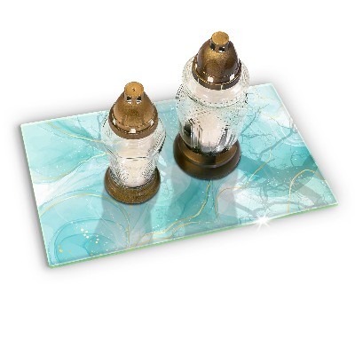 Grave candle coaster decorative Blue and gold abstraction