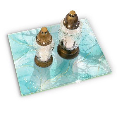Grave candle coaster decorative Blue and gold abstraction
