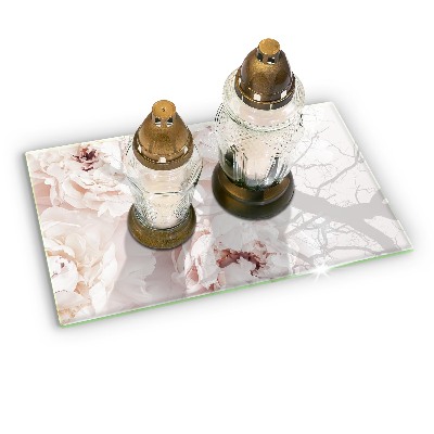 Glass candle plate decorative Pastel peonies