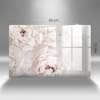 Glass candle plate decorative Pastel peonies