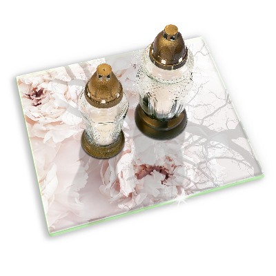 Glass candle plate decorative Pastel peonies