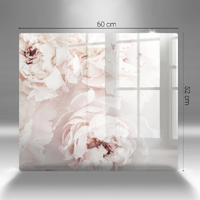 Glass candle plate decorative Pastel peonies