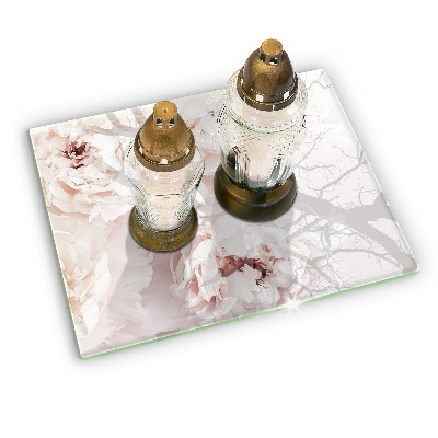 Glass candle plate decorative Pastel peonies