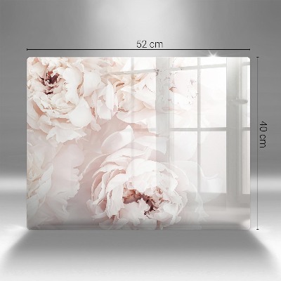 Glass candle plate decorative Pastel peonies
