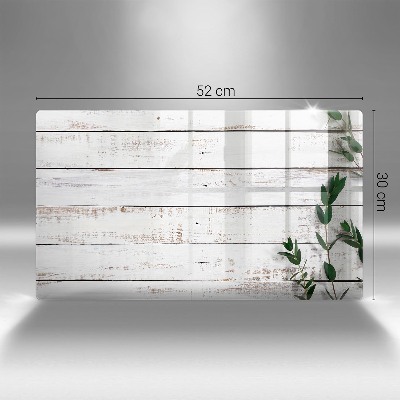 Glass candle plate decorative Old boards and leaves