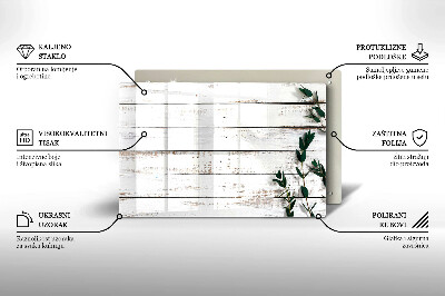 Glass candle plate decorative Old boards and leaves