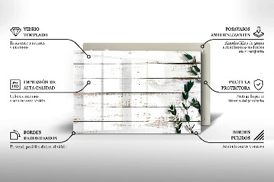 Glass candle plate decorative Old boards and leaves