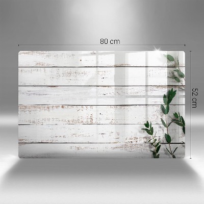 Glass candle plate decorative Old boards and leaves