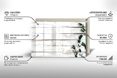 Glass candle plate decorative Old boards and leaves
