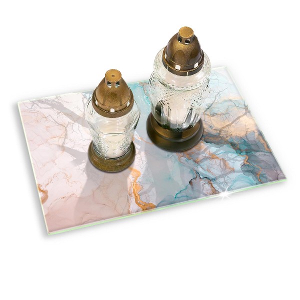 Glass candle plate decorative Marble abstraction