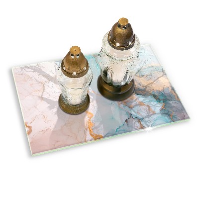 Glass candle plate decorative Marble abstraction