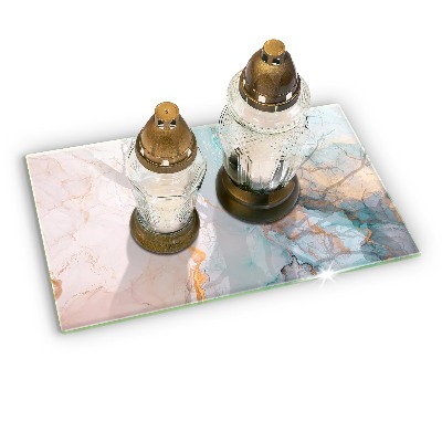 Glass candle plate decorative Marble abstraction
