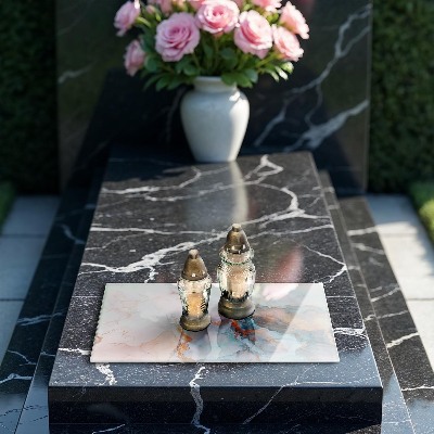 Glass candle plate decorative Marble abstraction