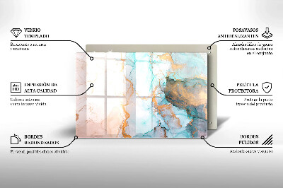 Glass candle plate decorative Marble abstraction