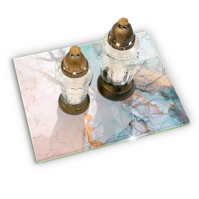 Glass candle plate decorative Marble abstraction
