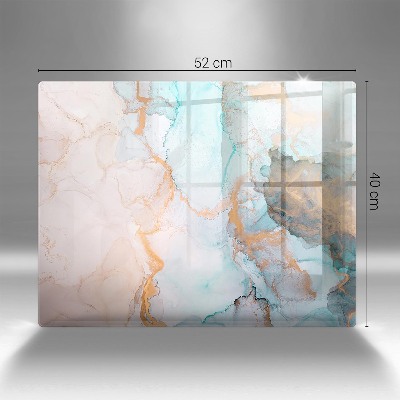 Glass candle plate decorative Marble abstraction