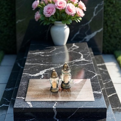 Grave candle coaster decorative Wooden boards