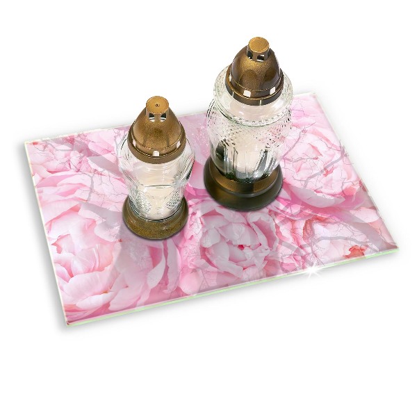 Glass candle plate decorative Delicate peonies