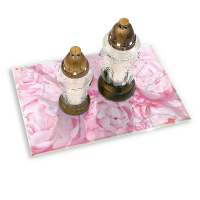 Glass candle plate decorative Delicate peonies