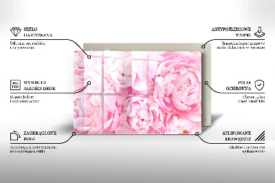 Glass candle plate decorative Delicate peonies