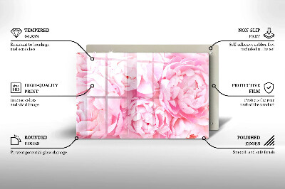 Glass candle plate decorative Delicate peonies