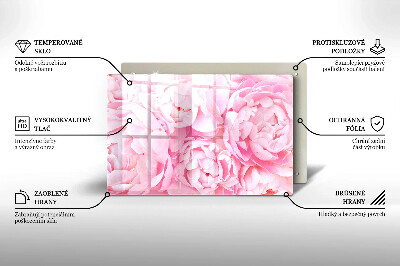 Glass candle plate decorative Delicate peonies