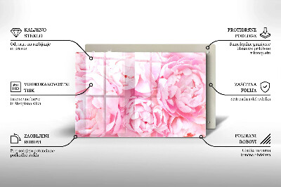 Glass candle plate decorative Delicate peonies