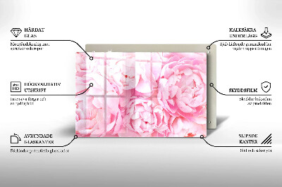 Glass candle plate decorative Delicate peonies