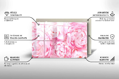 Glass candle plate decorative Delicate peonies