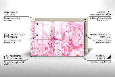 Glass candle plate decorative Delicate peonies