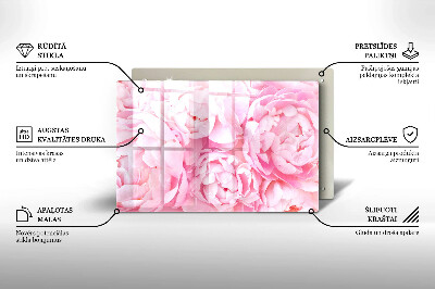 Glass candle plate decorative Delicate peonies
