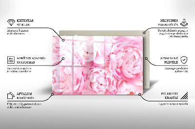 Glass candle plate decorative Delicate peonies