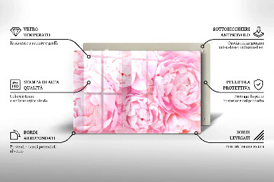 Glass candle plate decorative Delicate peonies