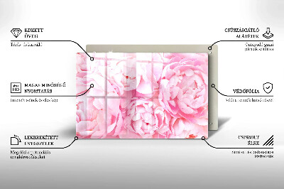 Glass candle plate decorative Delicate peonies